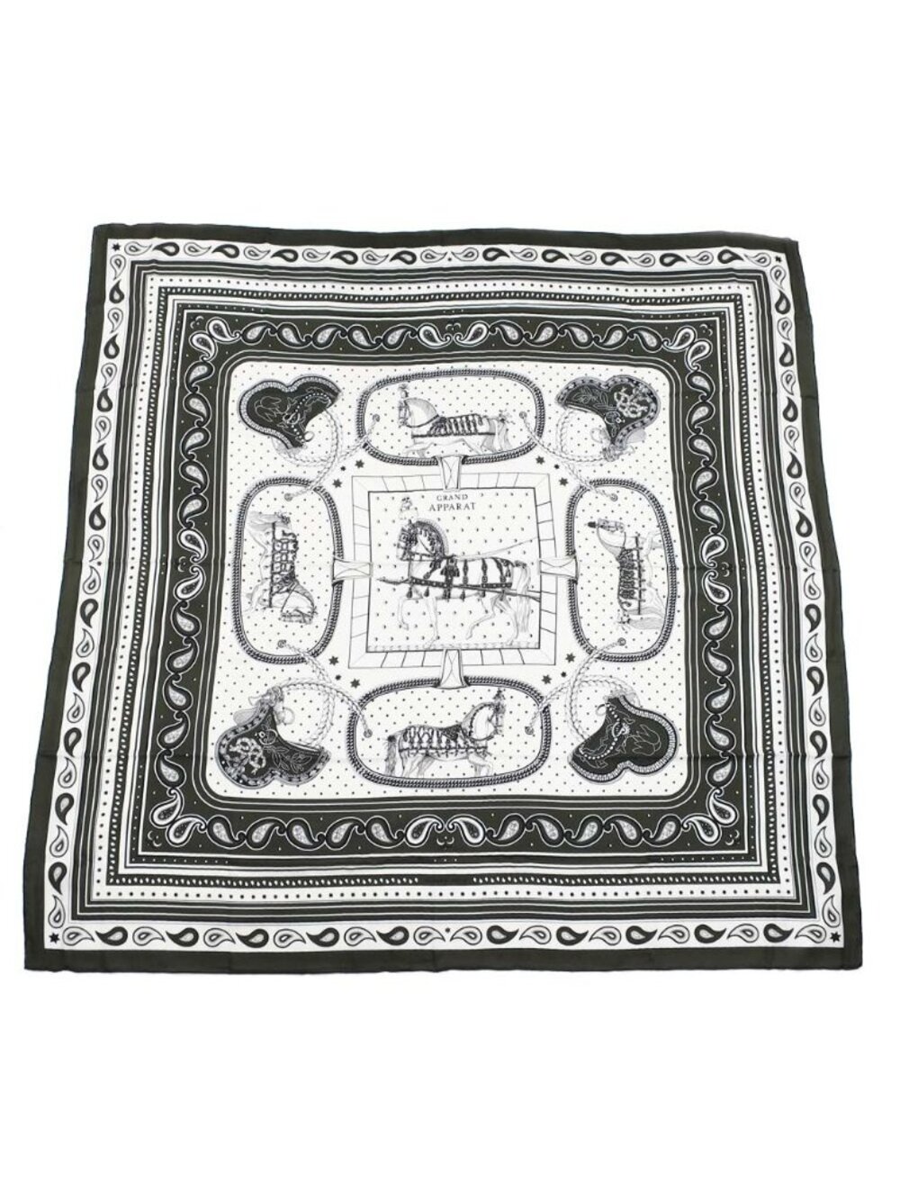 Hermes Carre Geant Grand Appara Bandana Scarf Cashmere Silk Moss Green